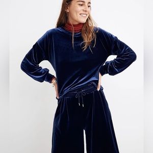 Madewell blue velvet tracksuit